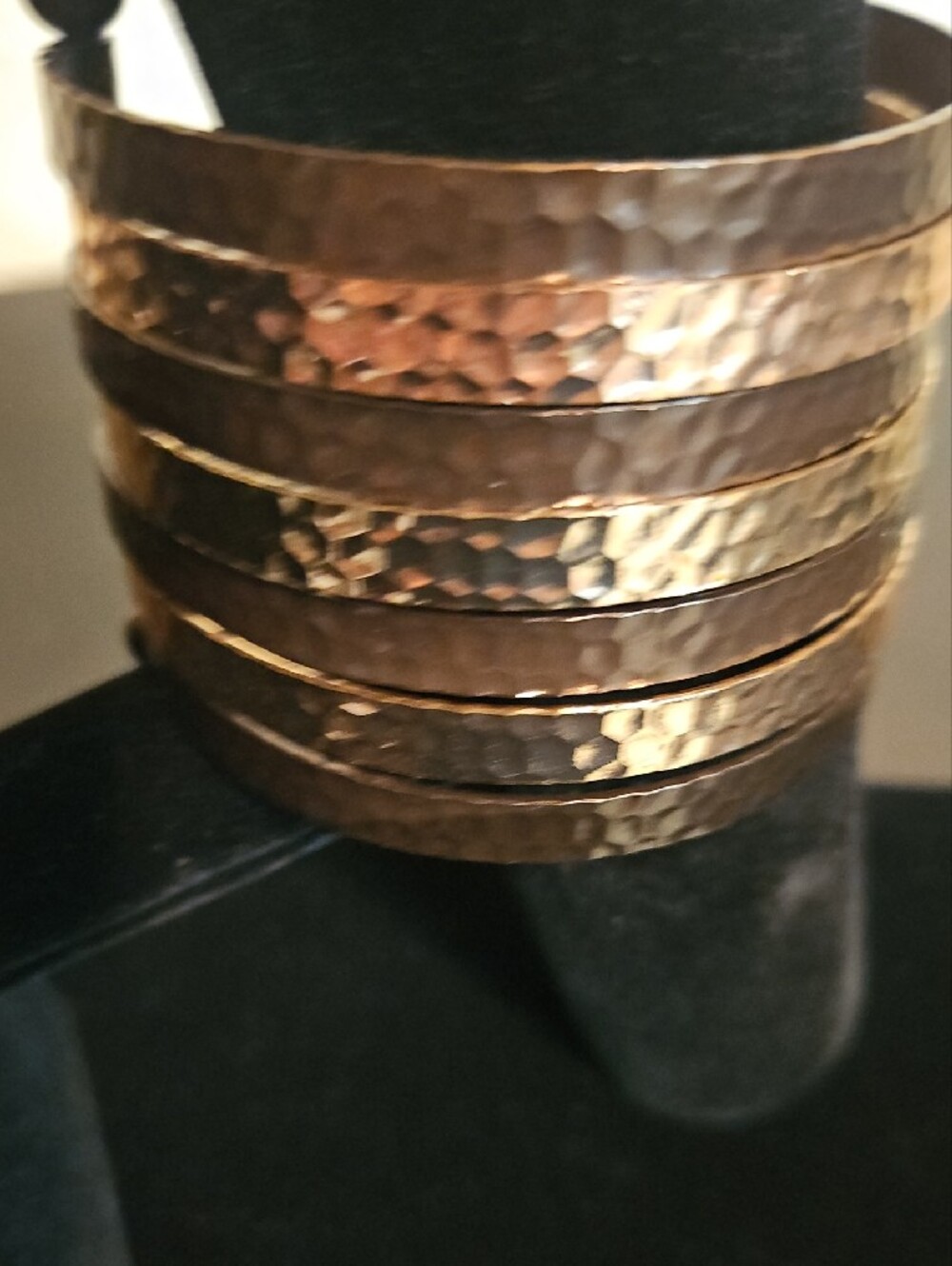 Hammered Copper and Bronze Wide Cuff Bracelet - Women Jewelry EUC - Picture 3 of 5
